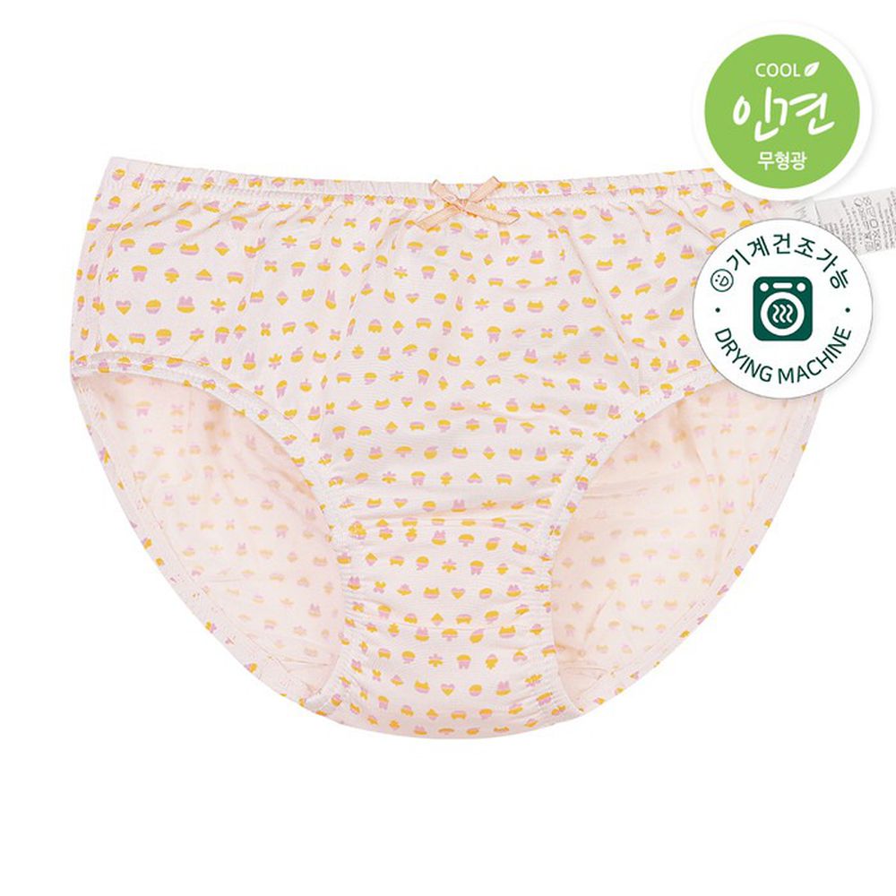 嫘縈涼感透氣三角褲(女寶)-拼色圖案-淺粉橘