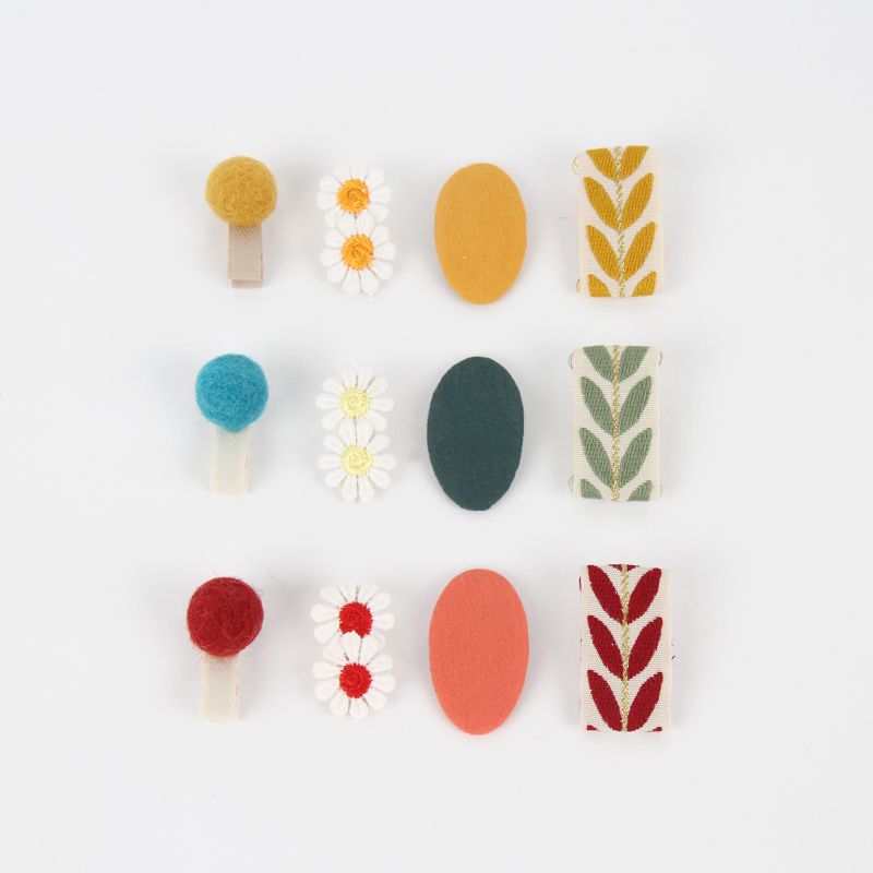 韓國 Babyblee - 刺繡雛菊髮夾/髮飾4入組-黃