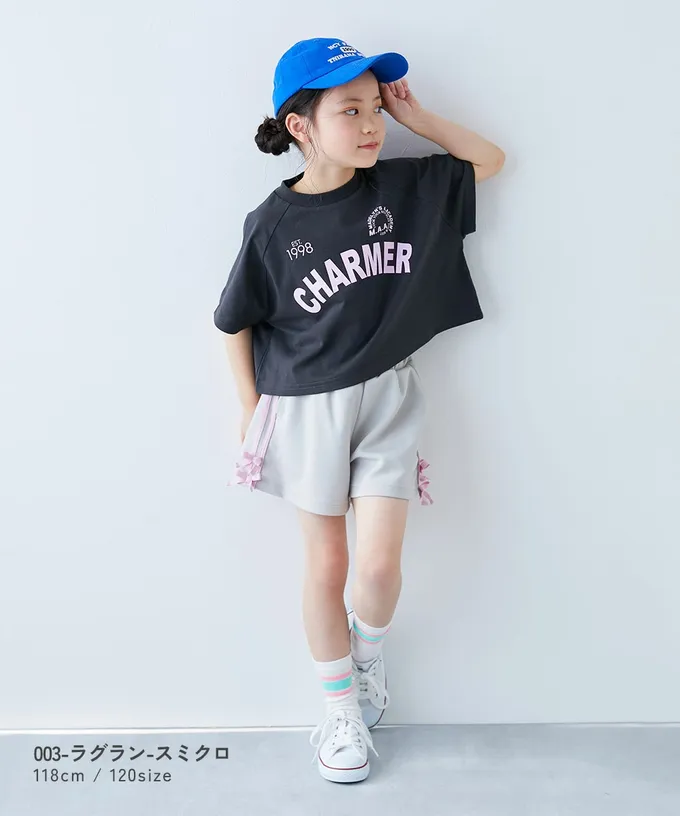 日本 devirock - 女孩運動風設計款短袖T恤-CHARMER-黑x白