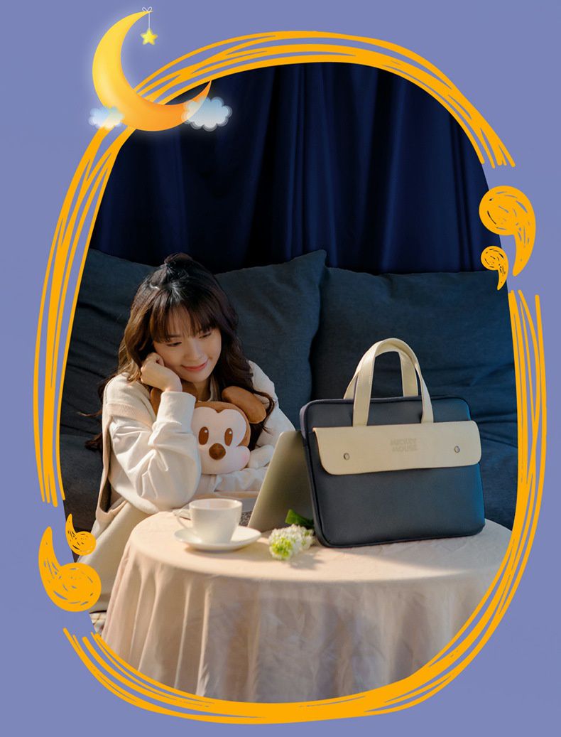 迪士尼手提電腦包-MICKEY MOUSE-深藍+米白