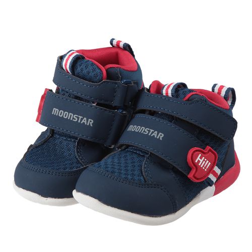 Moonstar日本月星 - HI系列透氣中筒深藍色寶寶機能學步鞋