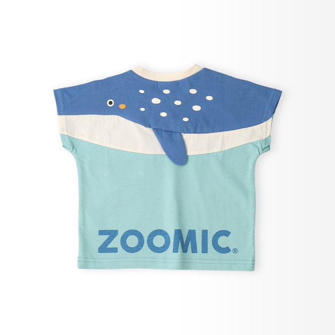 日本 ZOOLAND - 海洋印花短袖上衣-背後鯨魚-紫