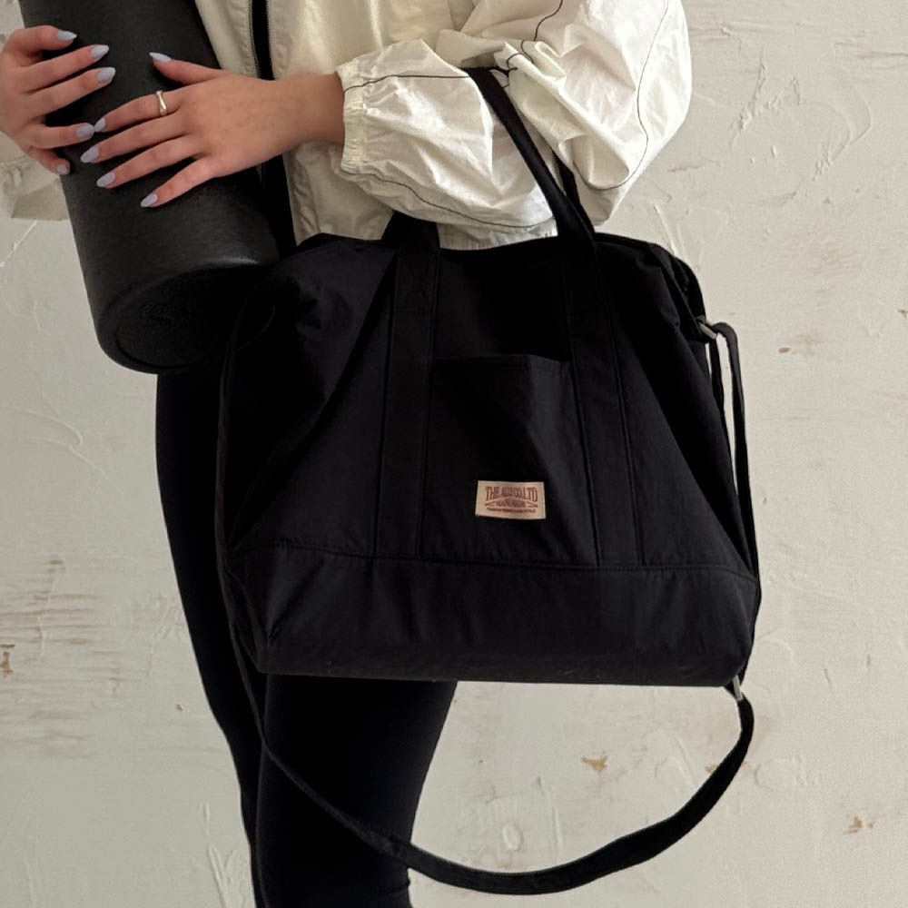 小眾設計 (附小拉鍊包)大容量尼龍輕量拉鍊斜背包-黑