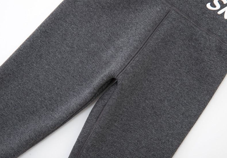 FANMOU - 加厚加絨高腰護肚內搭褲-英文字母SK-黑色