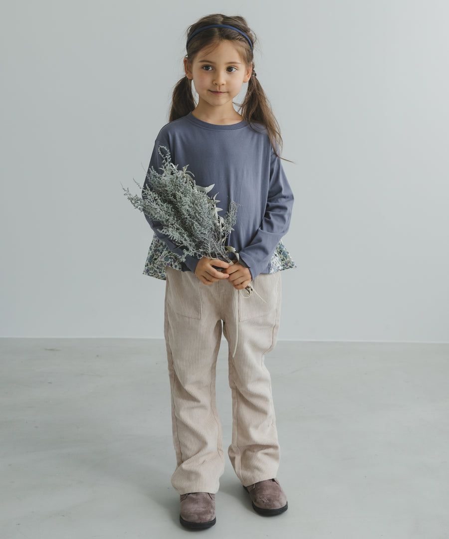 日本 PAIRMANON - 蛋糕層次拼接薄長袖上衣-春櫻燦爛-粉