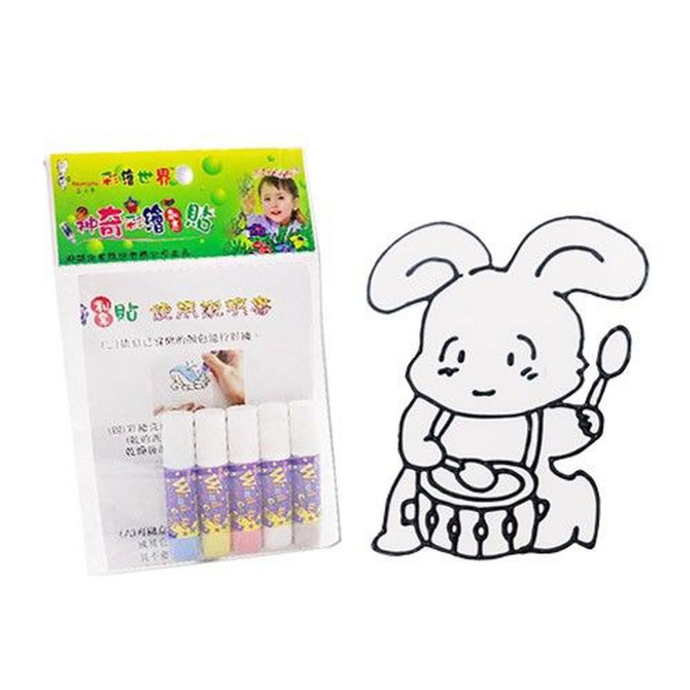 愛玩色創意館 - 彩繪玻璃貼隨手包-18兔子-6ml彩繪筆*5+圖框*1+說明書