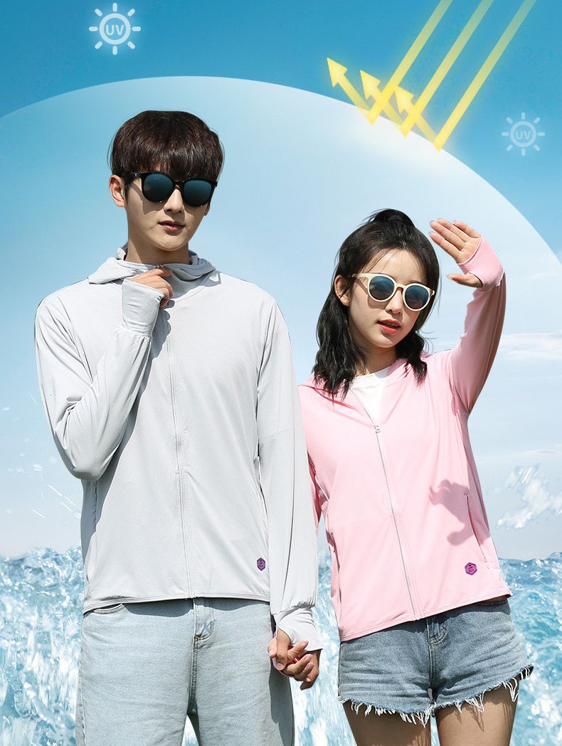 UPF50+冰絲涼感防曬連帽外套-白色-女款