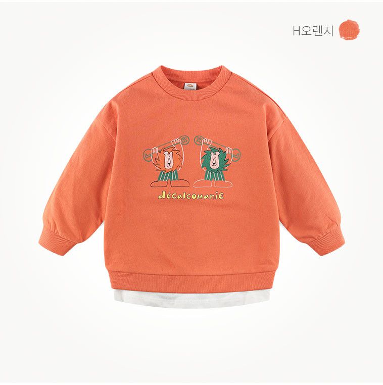 韓國 milk mile - 舉重獅子純棉T-湖水綠