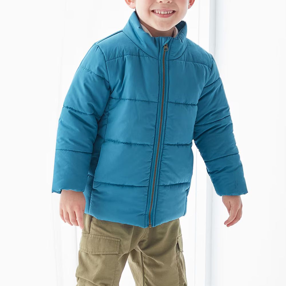 GITA 小立領輕量百搭保暖鋪棉外套-藍綠