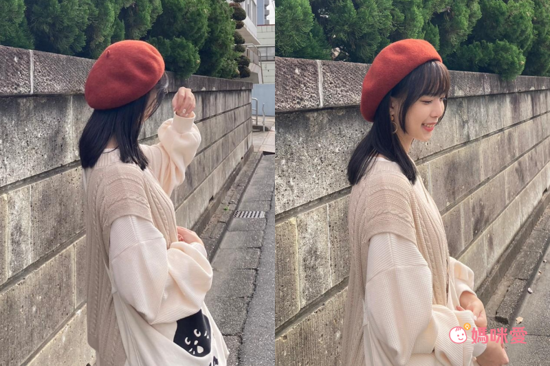 日本 AUBE - 100%羊毛 溫柔文藝感貝蕾帽-畫家款-優雅綠