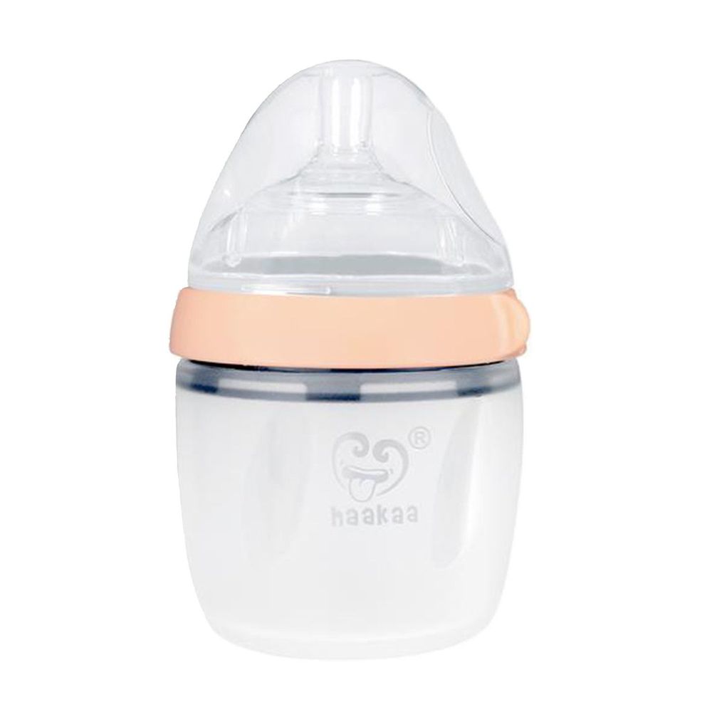 紐西蘭 HaaKaa - 第三代專利多功能哺乳系列-防脹氣矽膠奶瓶-附專屬奶嘴-粉膚-160ml