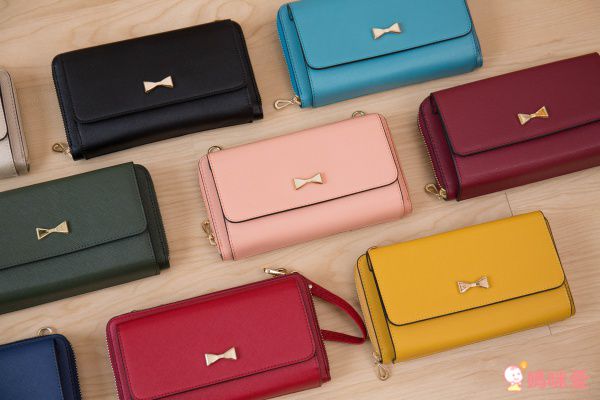 日本 cachecache - 3way蝴蝶結錢夾包-SILGY銀粉x灰