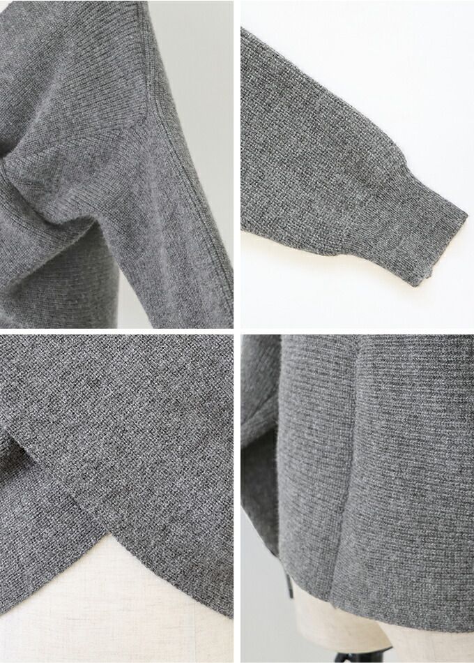 日本 BLUE EAST - 柔美交叉短版針織毛衣-淺灰