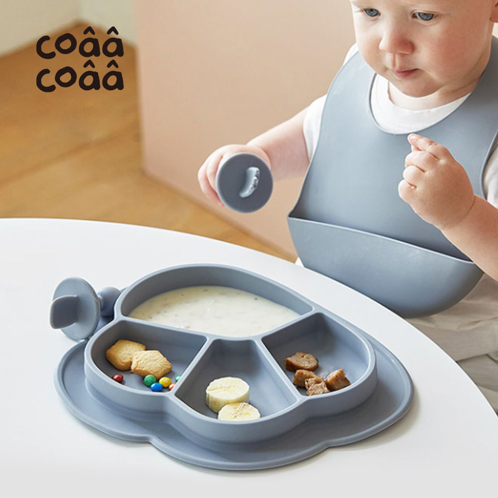 韓國 coaa-coaa - 雲朵造型吸盤式兒童矽膠防滑餐盤-海洋藍