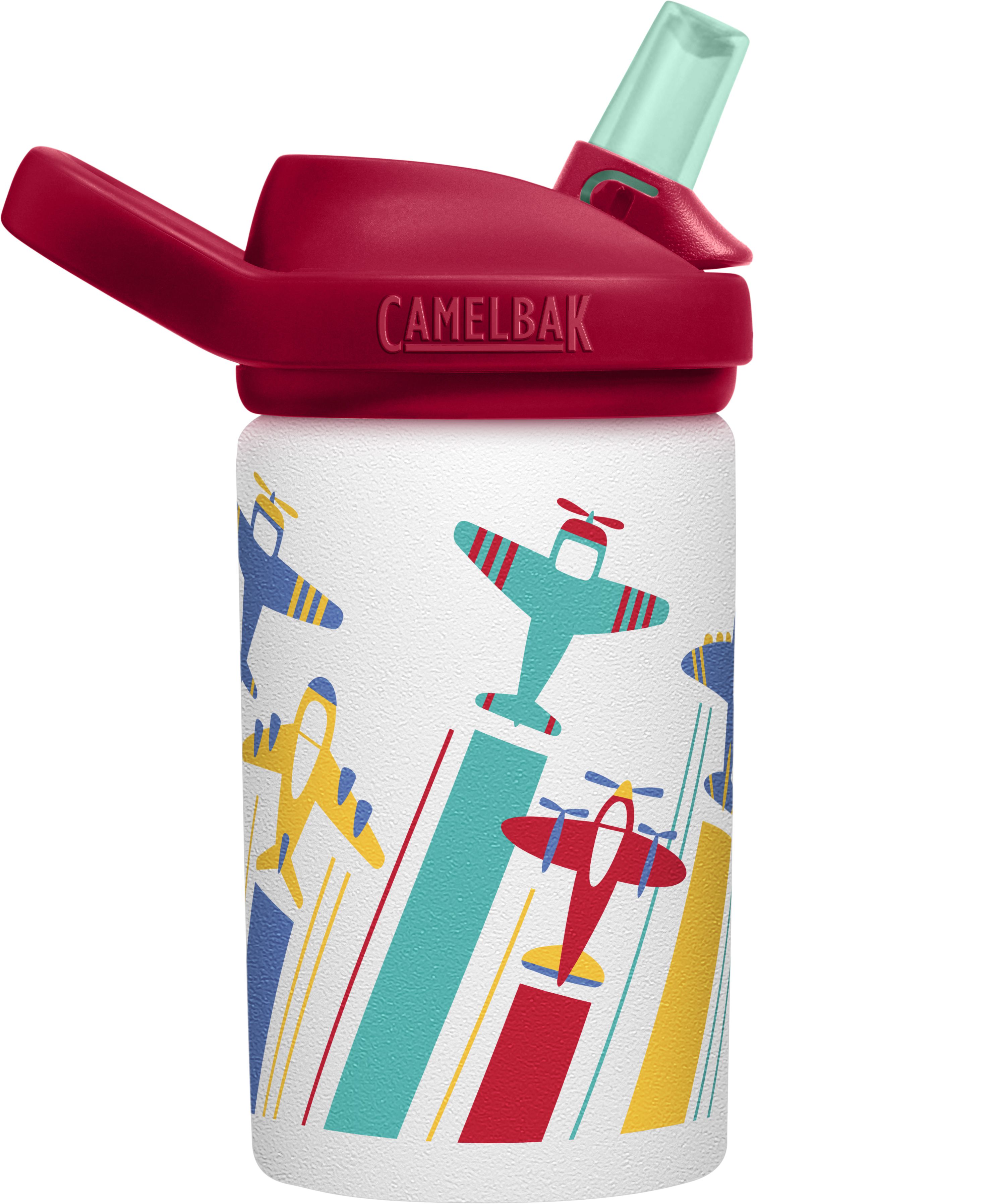 CamelBak - 【贈防塵蓋】EDDY+ 兒童吸管單層不鏽鋼水瓶-噴射飛機-400ml