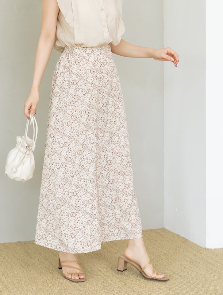 日本 fifth - 復古碎花長裙-白