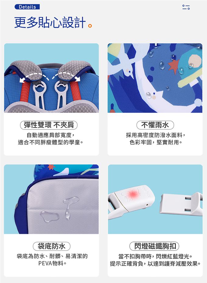 MoonRock - SP200P 黑色限定版成長型護脊書包-磁吸式LED胸扣2022 建議身高120-160cm-21L