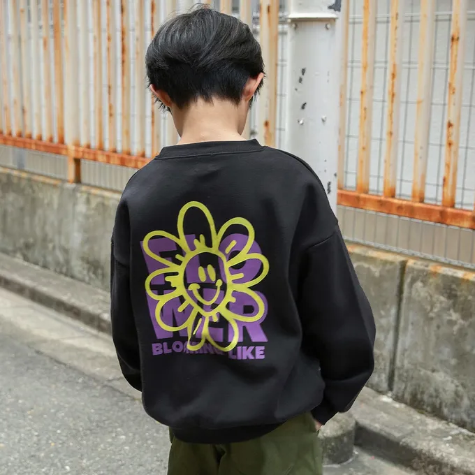 日本 BRANSHES - 裏起毛 舒適縮口長袖上衣-小熊-芥黃