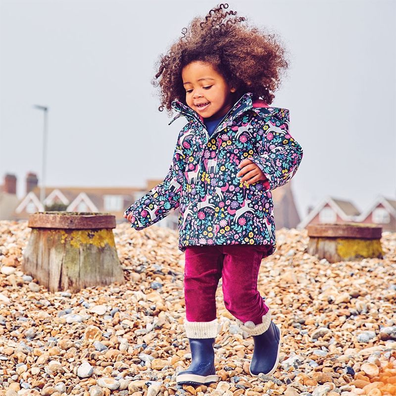 英國 JoJo Maman BeBe - 變色防風雨水手連帽外套/雨衣-獨角獸
