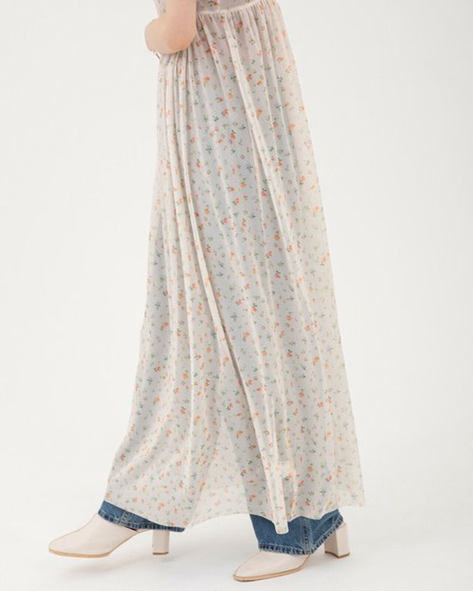 日本 gleam - 前後2way浪漫小花細肩帶薄紗洋裝-黑