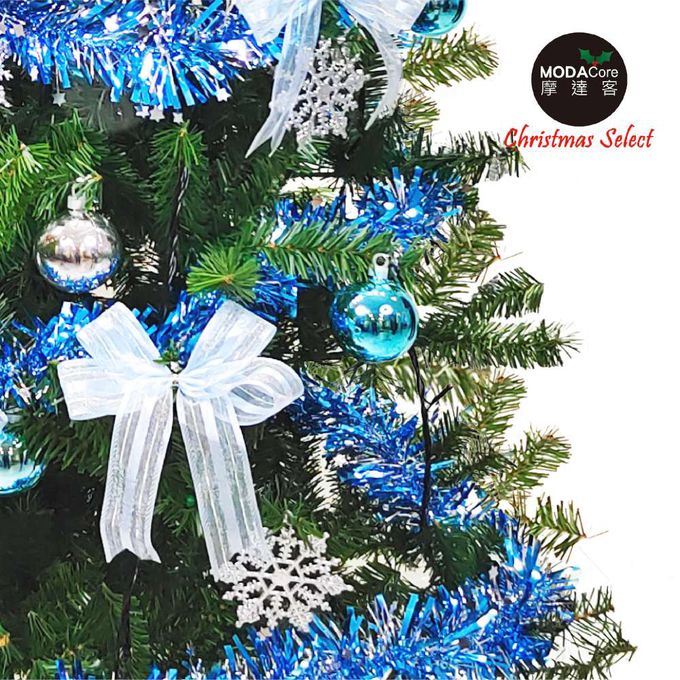 MODACore 摩達客 - 摩達客耶誕-8尺/8呎(240cm)特仕幸福型裝飾綠色聖誕樹+冰雪銀藍系全套飾品配件不含燈/本島免運費