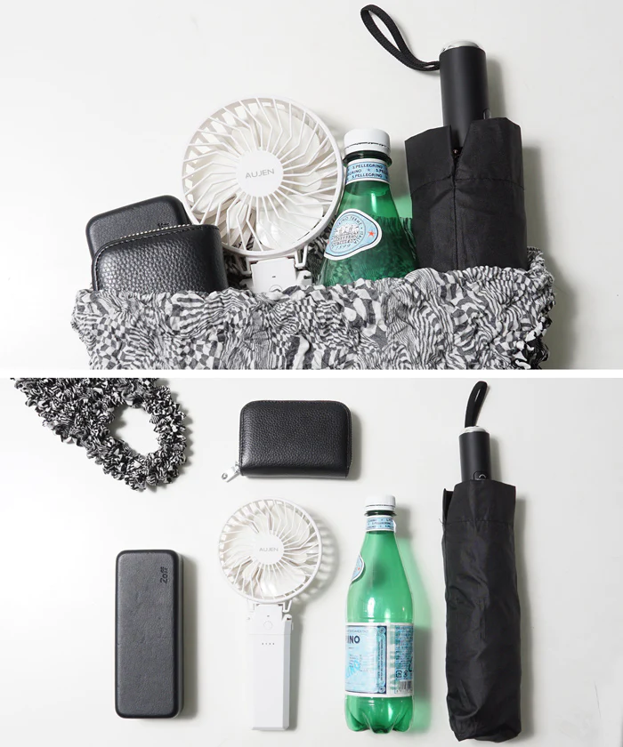 日本 COCA - 泡泡皺褶伸縮容量環保袋-手提/肩背款-暗夜海洋