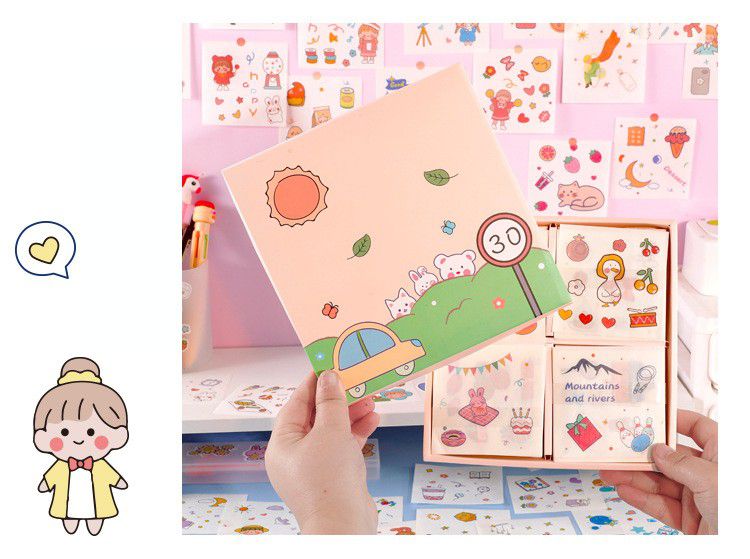 裝飾貼紙/手帳貼紙-可愛女孩-100張/盒裝