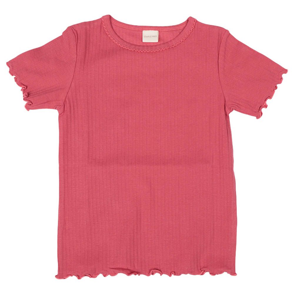 短袖經典T恤-羅紋抽針針織布-粉紅色