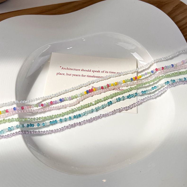 輕奢串珠水晶項鍊-藍色 (41cm)