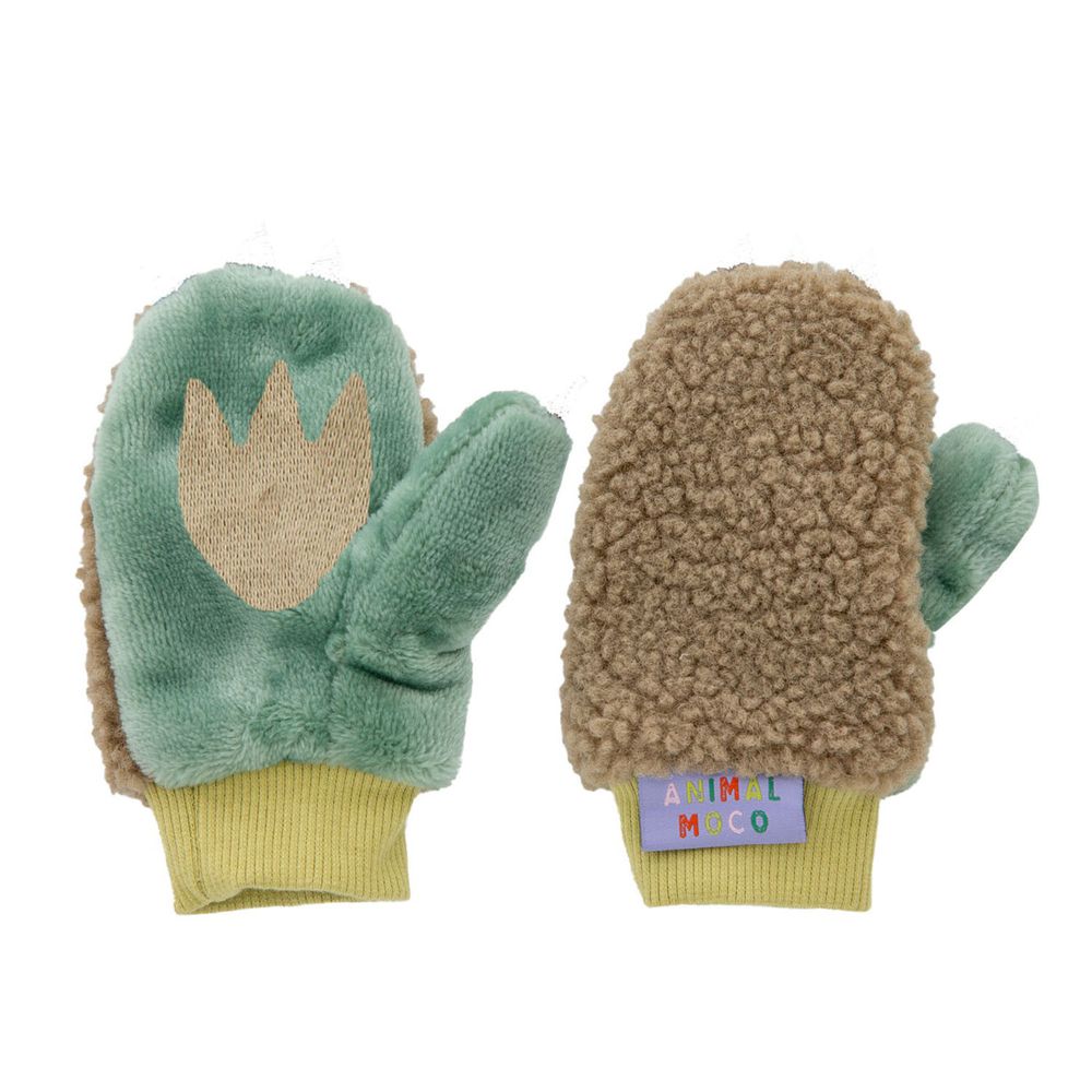 日本 BISQUE - 動物造型超柔軟保暖手套-恐龍-湖水綠 (1.5-5y)
