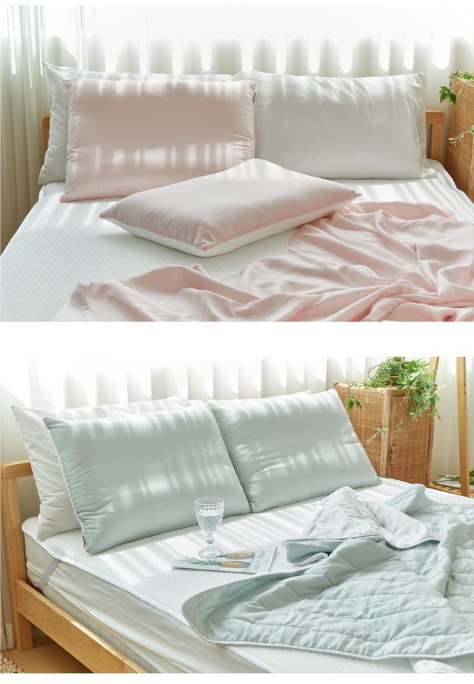 韓國 Hello HiZoo - 極度冰涼Sherbetcool 涼感造型抗菌防蟎雙面枕/涼感枕/護脊/護頸枕(冰絲粉)