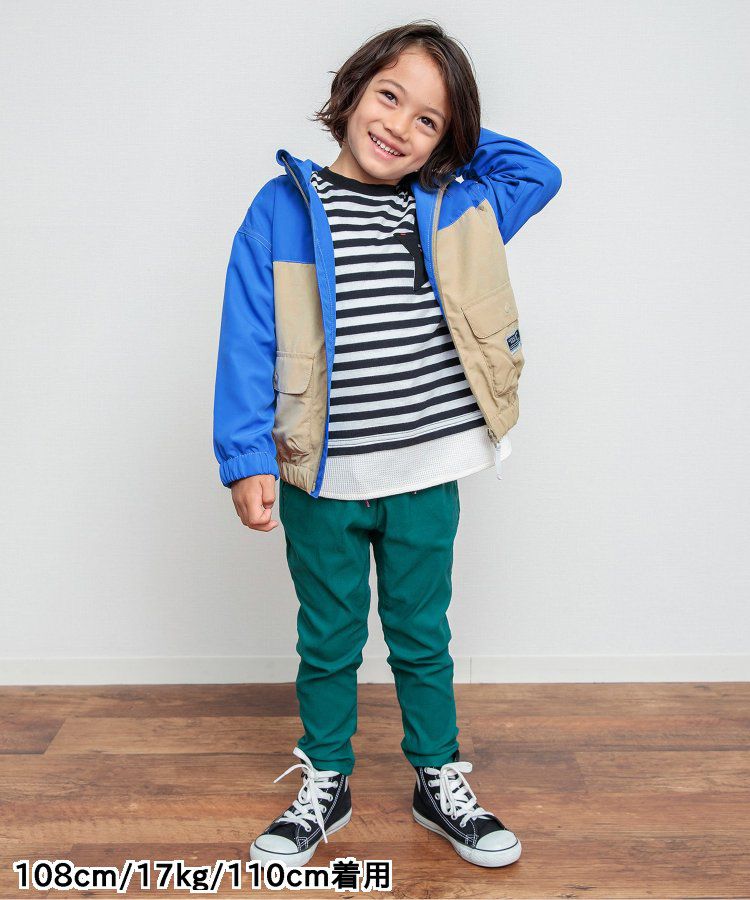 日本 BREEZE - 潑水加工 繽紛連帽防風外套-萊姆