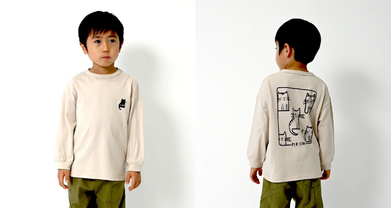 日本 Baby Room - 純棉印花長袖上衣-貓咪-紫