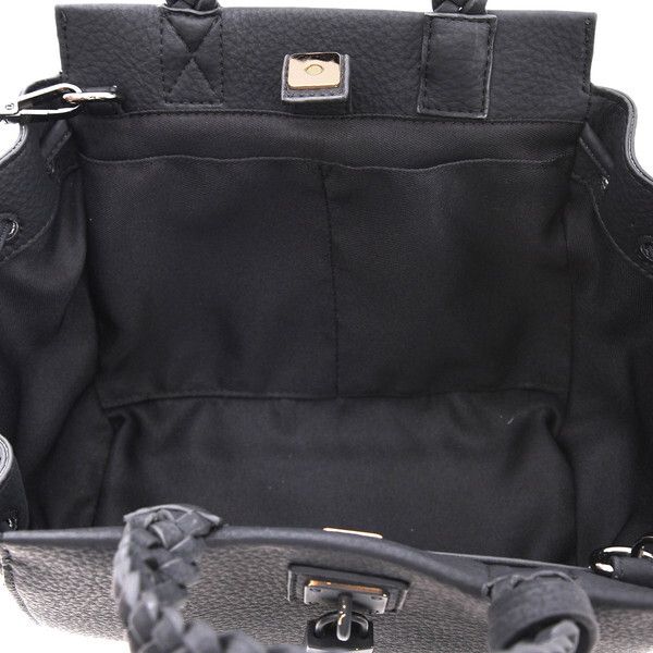 日本 COOCO - 編織提把束口造型小手提包/側背包-波爾多紫 (W20.5*H21*D8cm)