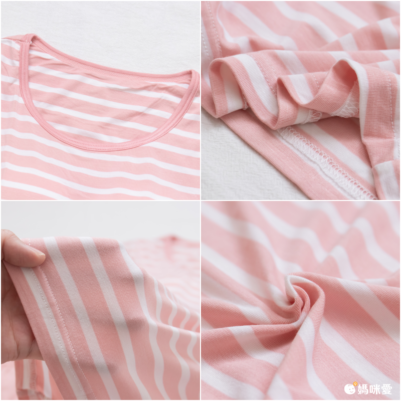 棉質柔軟涼感Bra T家居服-短褲套裝-綠白條紋