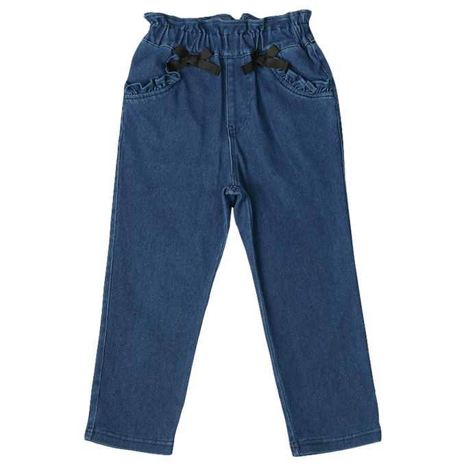 akachan honpo - 10分褲-口袋荷葉邊-深藍色