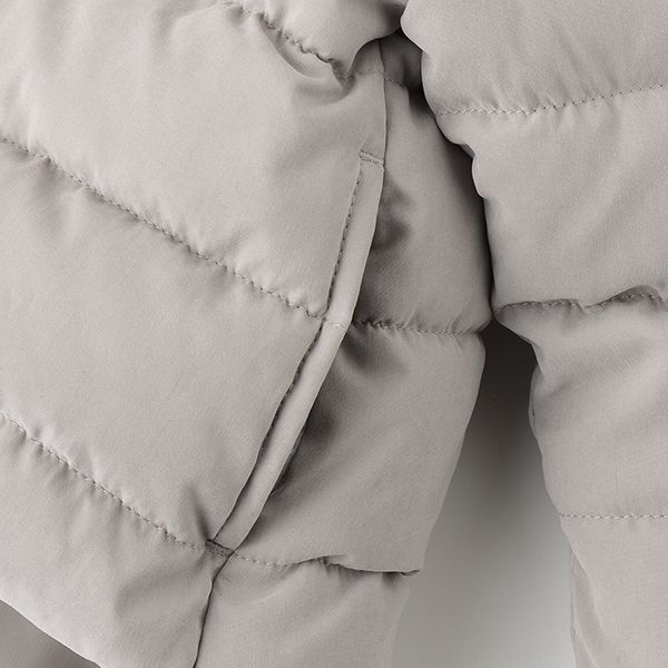 日本 petit main - 可愛蝴蝶結澎澎領鋪棉外套-粉紅