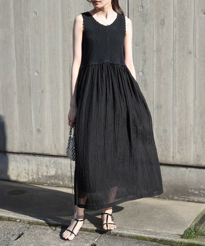 日本 Bab - 夏日氛圍鉤針縐紗背心裙-象牙白