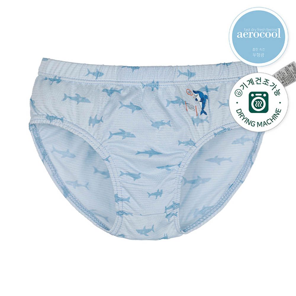 aerocool 涼感快乾三角褲(男寶)-酷鯊魚-淺灰藍