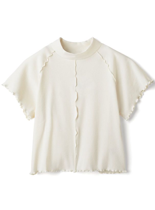 日本 GRL - 微立領木耳邊短袖上衣-橘