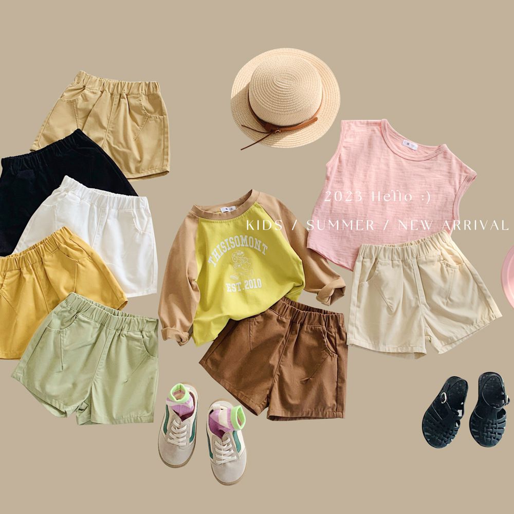 腰鬆緊休閒百搭短褲-杏色