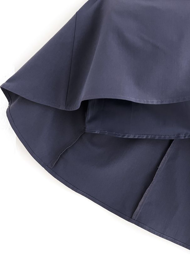 日本 GRL - 優雅翻領澎澎袖魚尾洋裝-淺米杏