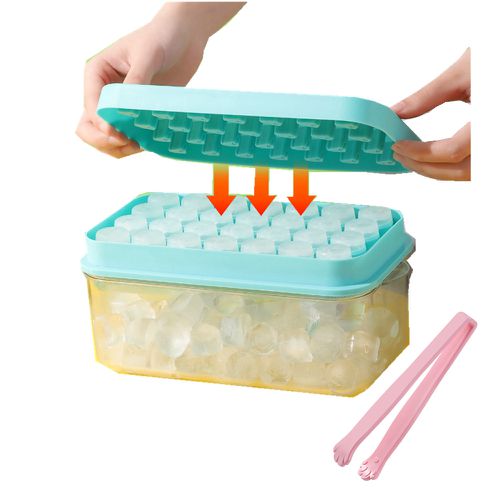 Vanibaby - 按壓式製冰盒 單層含蓋28格 (大容量 秒脫 玫瑰造型 附冰夾 蓋子)-顏色隨機