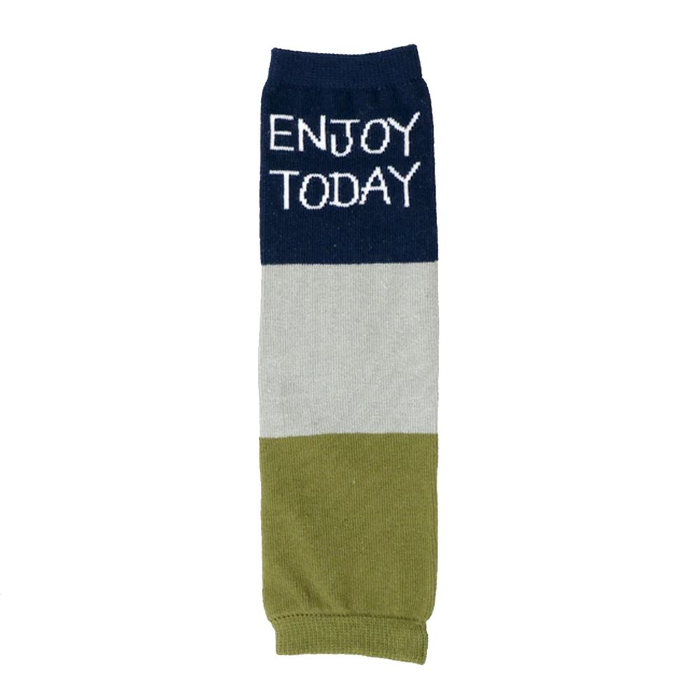 日本 ZOOLAND - 氣溫調節/保暖防曬襪套-1雙-撞色英文-黑灰綠 (0-2y)