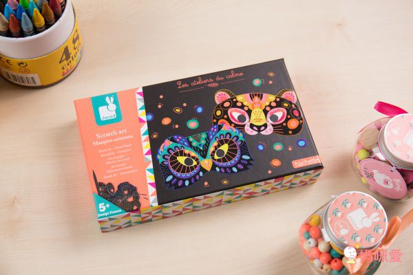 法式木質串珠 DIY【Janod】串珠手鍊、水晶貼畫、刮畫動物面具