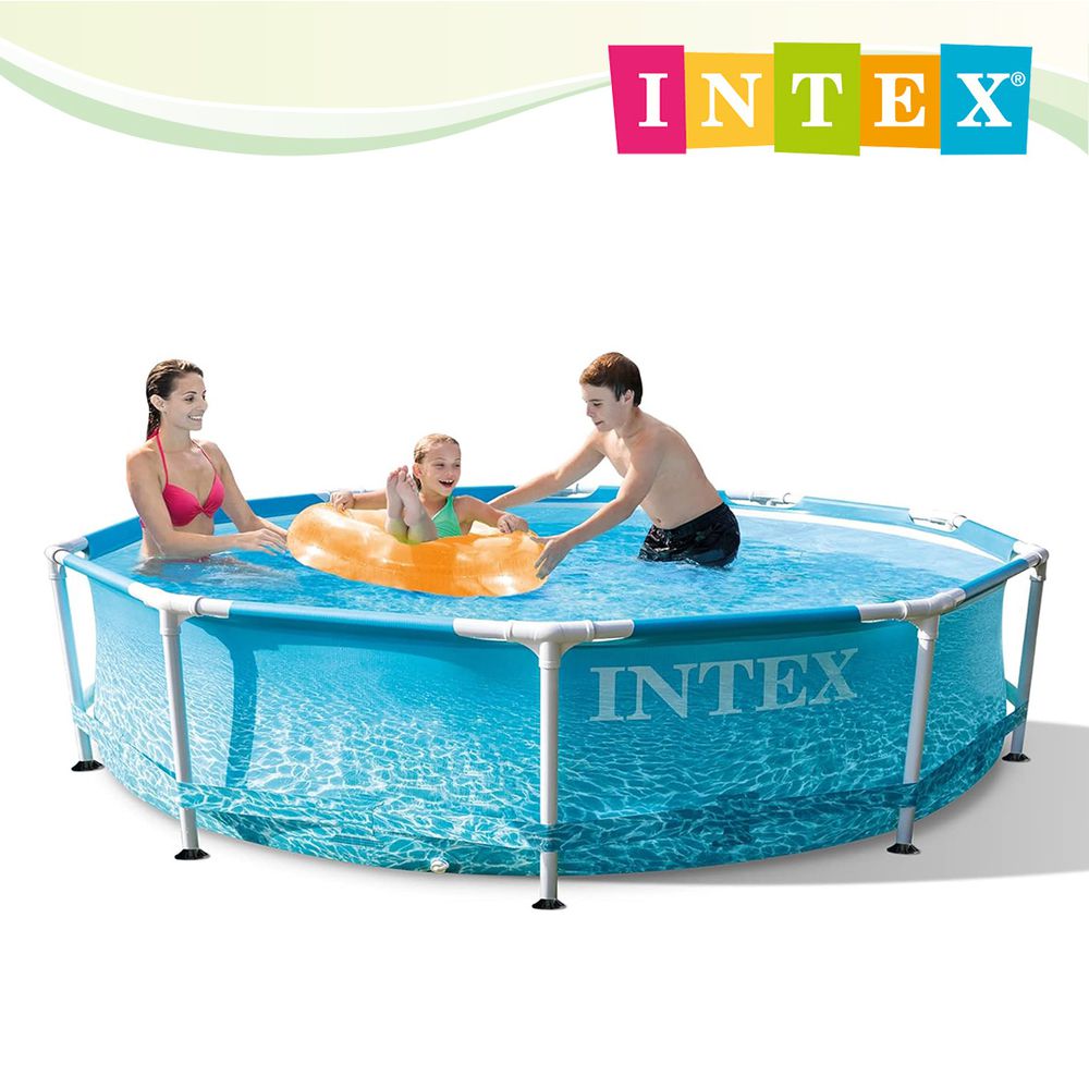 INTEX 海濱圓形框架游泳池305x76cm(4485L)-附濾水器-適用6歲+ (28207NP)