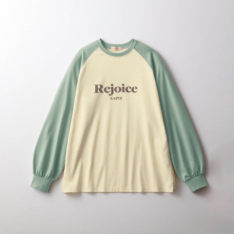 日本 Papel lapiz - 袖撞色清新運動風長袖上衣-煙燻粉x灰白