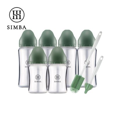 Simba 小獅王辛巴 - 深入各種瓶！蘊蜜質金玻璃寬口奶瓶極淨組-新生適用-治綠