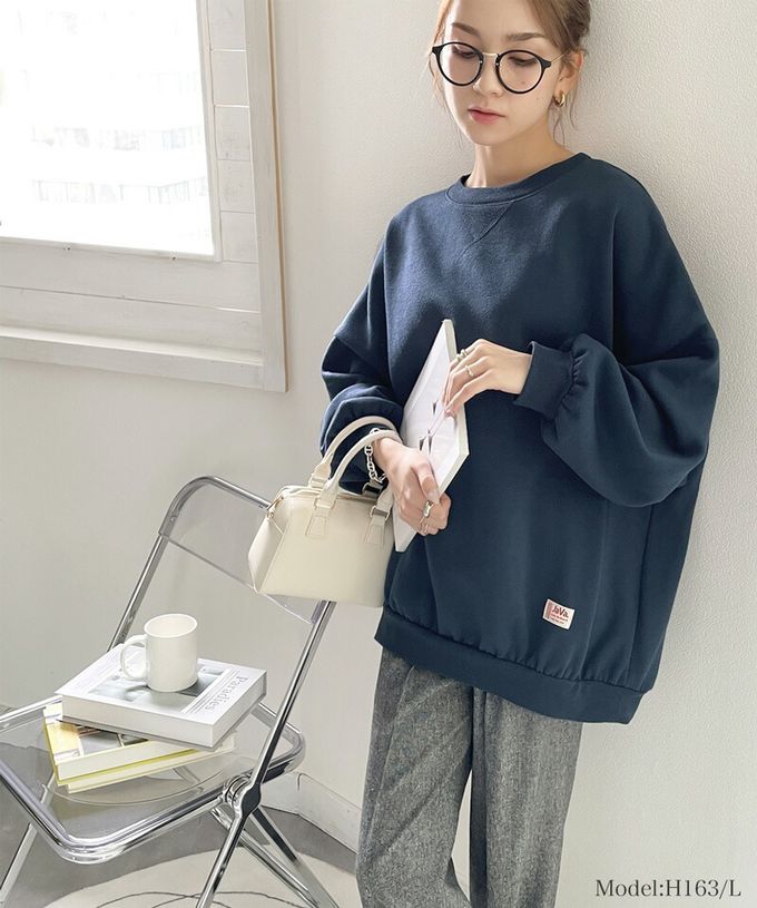 日本 Classical Elf - Java 裏起毛純色休閒長袖上衣-黑