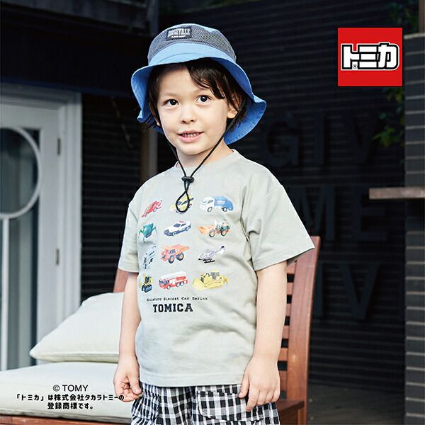 日本 b-ROOM - TOMICA聯名 印花短袖上衣-好多車車-深藍